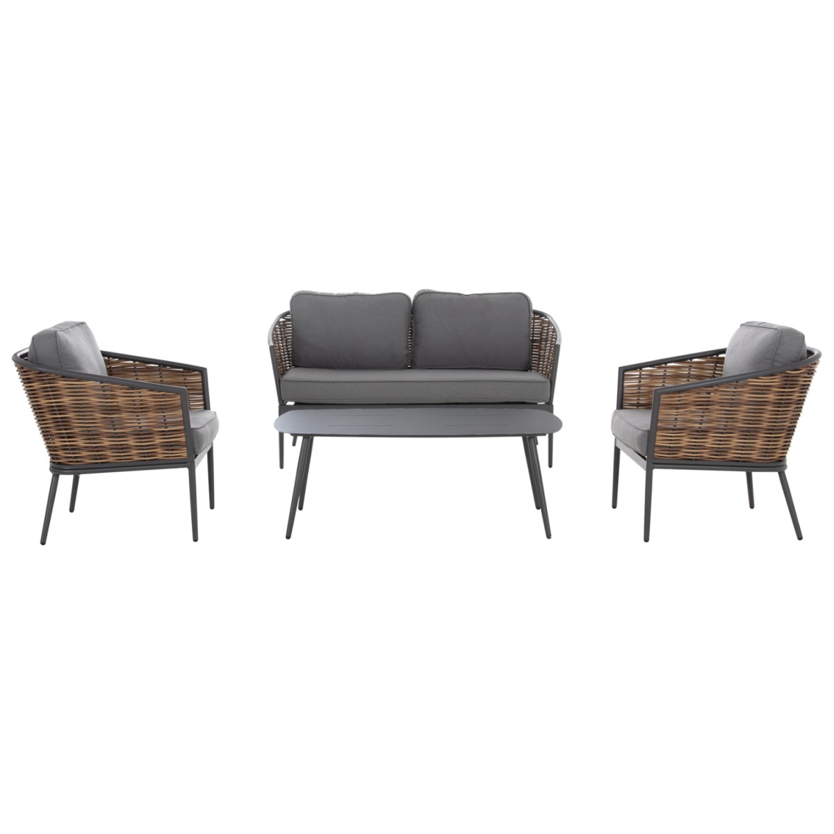 ΣΕΤ ΣΑΛΟΝΙ 4ΤΜΧ CASSIAN HM6552.01 ΑΛΟΥΜΙΝΙΟ & ΜΑΞΙΛΑΡΙΑ ΓΚΡΙ-ΜΠΕΖ P.E.RATTAN