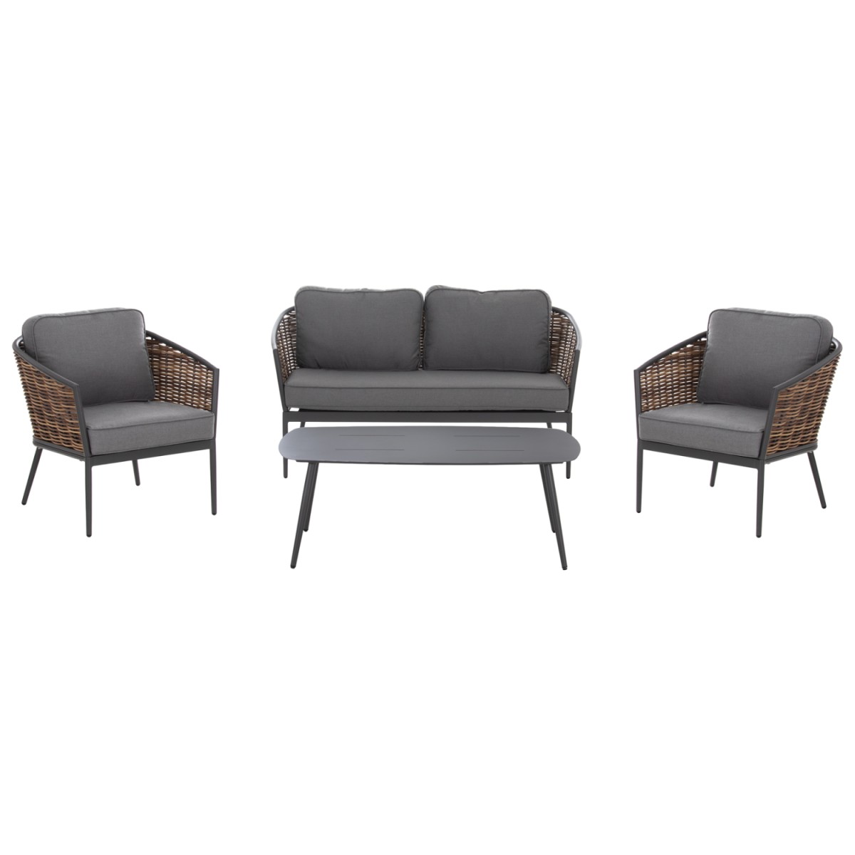 ΣΕΤ ΣΑΛΟΝΙ 4ΤΜΧ CASSIAN HM6552.01 ΑΛΟΥΜΙΝΙΟ & ΜΑΞΙΛΑΡΙΑ ΓΚΡΙ-ΜΠΕΖ P.E.RATTAN
