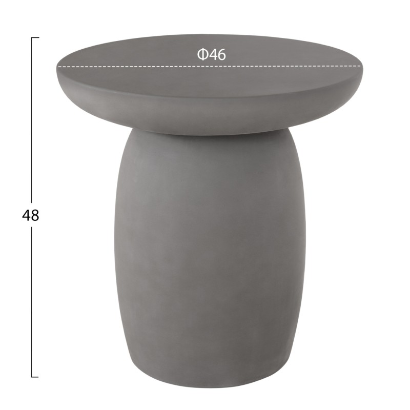 ΤΡΑΠΕΖΙ ΒΟΗΘΗΤΙΚΟ FIBER CEMENT ΣΤΡΟΓΓΥΛΟ HIKARI HM6593.01 ΓΚΡΙ Φ46x48Υεκ.
