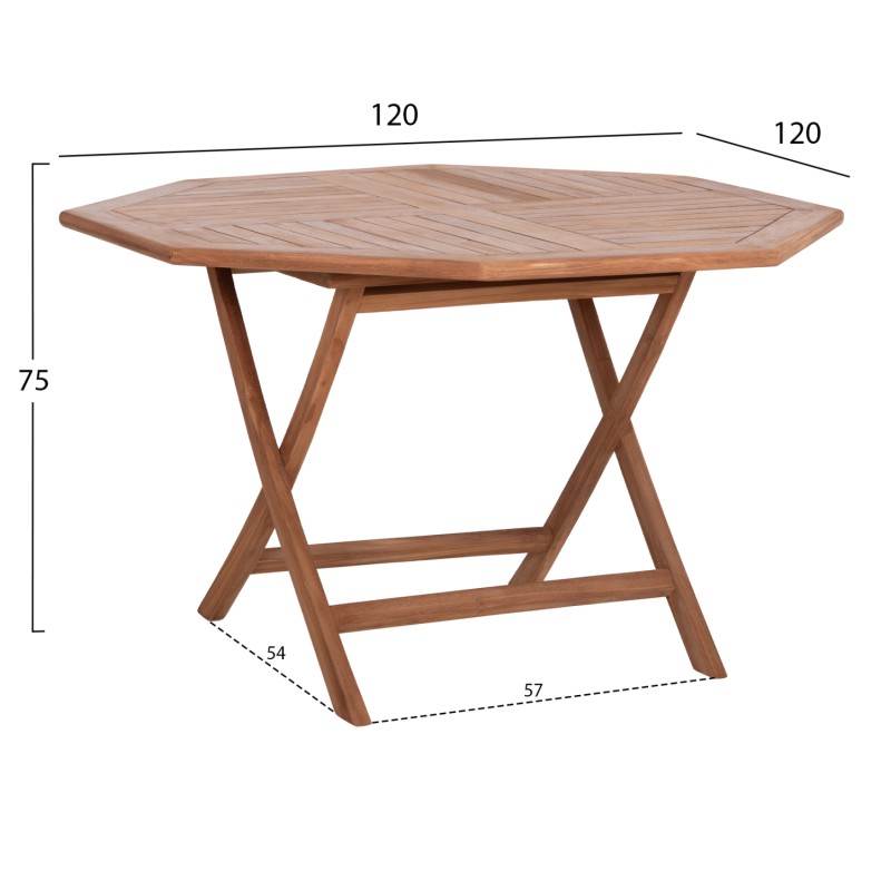 ΤΡΑΠΕΖΙ ΠΟΛΥΓΩΝΟ ΠΤΥΣΣΟΜΕΝΟ KARLIN HM6618 ΞΥΛΟ TEAK ΣΕ ΦΥΣΙΚΟ ΧΡΩΜΑ 120x120x75Yεκ.