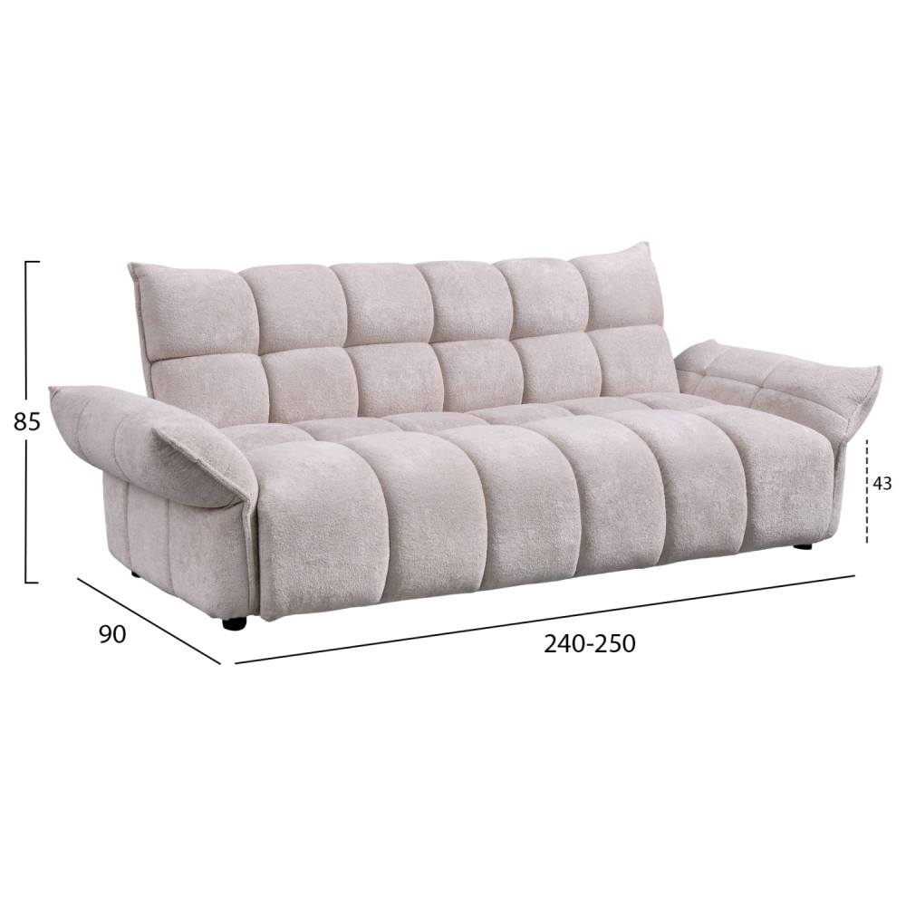 ΚΑΝΑΠΕΣ ΚΡΕΒΑΤΙ MELU HM3314.02 ΜΠΕΖ ΥΦΑΣΜΑ--ΚΑΘΙΣΜΑ POCKET SPRINGS 240-250x90x85Υεκ.