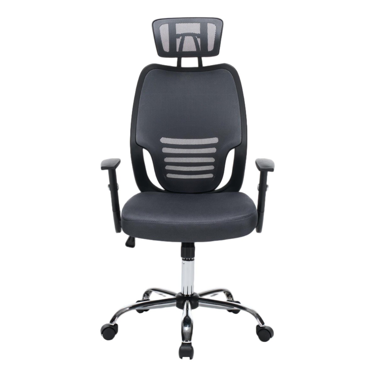 ΚΑΡΕΚΛΑ ΓΡΑΦΕΙΟΥ BRIEF HM1206.02 ΓΚΡΙ MESH--ΒΑΣΗ ΧΡΩΜΙΟΥ 63x64x122Υεκ.