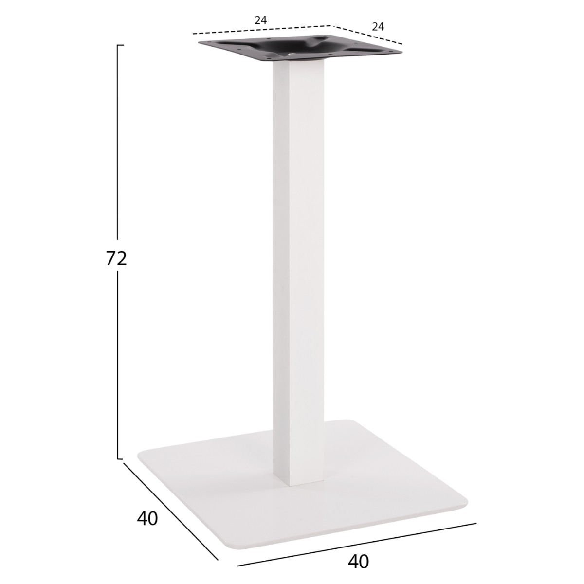 ΒΑΣΗ ΜΕΤΑΛΛΙΚΗ ΛΕΥΚΗ ΜΑΤ 40X40X72Υεκ. HM414.12