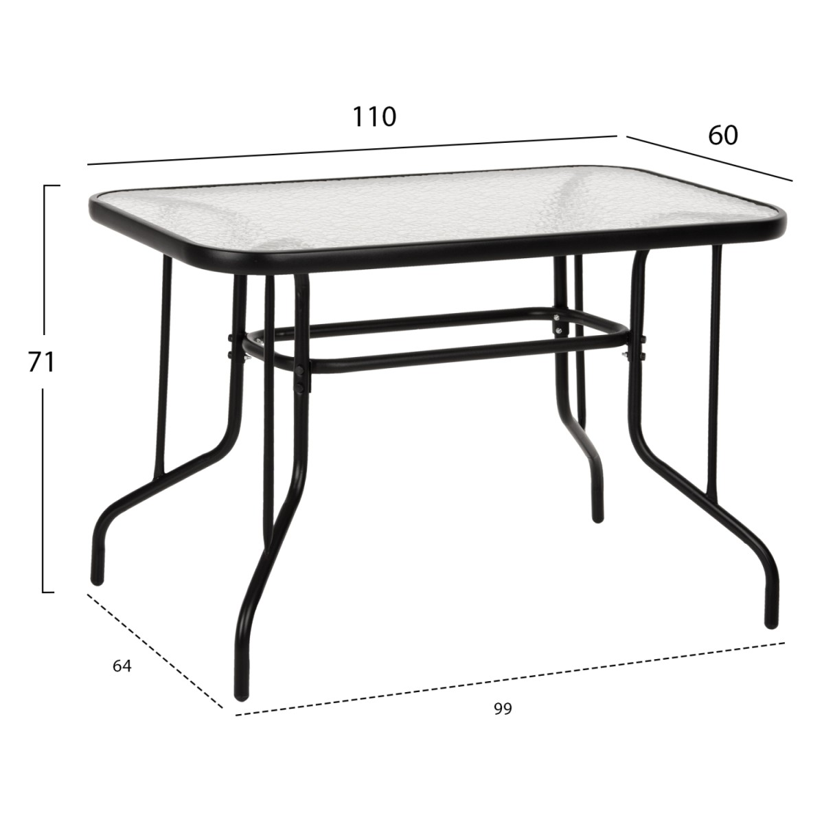 ΣΕΤ ΤΡΑΠΕΖΑΡΙΑΣ 5ΤΜΧ ADAM HM21219.01 ΚΑΡΕΚΛΕΣ ΜΕΤΑΛΛΙΚΕΣ & ΤΡΑΠΕΖΙ 110x60 ΜΑΥΡΟ