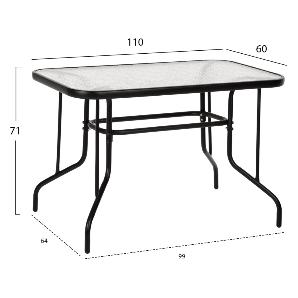 ΣΕΤ ΤΡΑΠΕΖΑΡΙΑΣ 5ΤΜΧ ADAM HM21220.03 ΚΑΡΕΚΛΕΣ ΜΕΤΑΛΛΙΚΕΣ & ΤΡΑΠΕΖΙ 110x60 ΜΑΥΡΟ