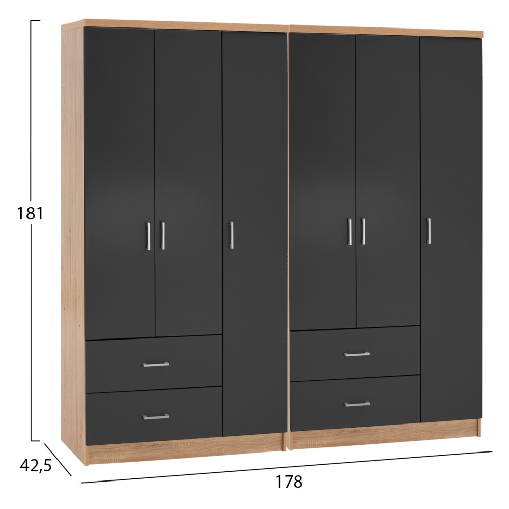 ΝΤΟΥΛΑΠΑ 6ΦΥΛΛΗ CAESAR HM21236.01 ΜΕΛΑΜΙΝΗ SONAMA & ΣΚΟΥΡΟ ΓΚΡΙ 180x42,5Χ181Υεκ.