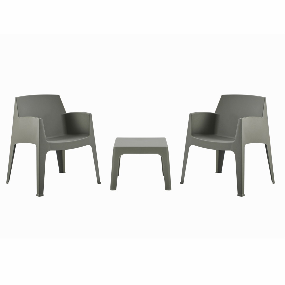 ΣΕΤ 3ΤΜΧ ΠΟΛΥΠΡΟΠΥΛΕΝΙΟΥ SLEEK HM21267.05 ΤΡΑΠΕΖΑΚΙ & 2 ΠΟΛΥΘΡΟΝΕΣ-DARK OLIVE GREEN