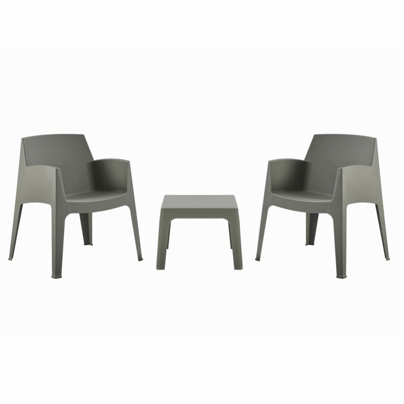 ΣΕΤ 3ΤΜΧ ΠΟΛΥΠΡΟΠΥΛΕΝΙΟΥ SLEEK HM21267.05 ΤΡΑΠΕΖΑΚΙ & 2 ΠΟΛΥΘΡΟΝΕΣ-DARK OLIVE GREEN