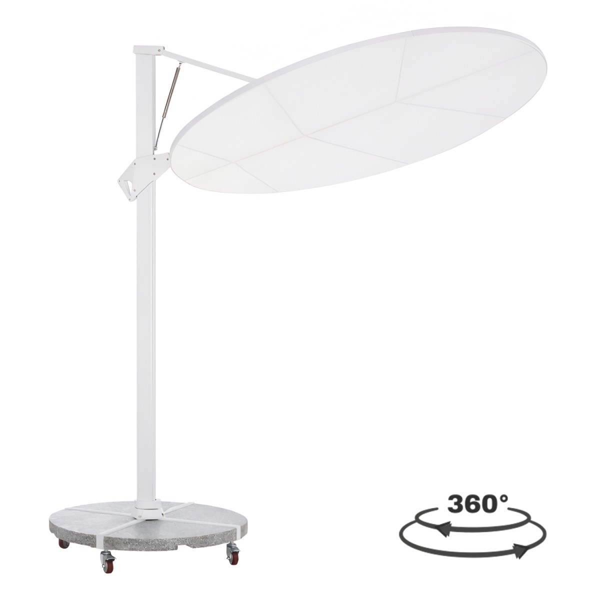 ΟΜΠΡΕΛΑ ΜΕ ΒΑΣΗ ΣΕΙΡΑ CANNOPY HM21285.02 ΑΛΟΥΜΙΝΙΟ & ΓΡΑΝΙΤΗΣ-ΛΕΥΚΟ ΧΡΩΜΑ Φ2,2μ