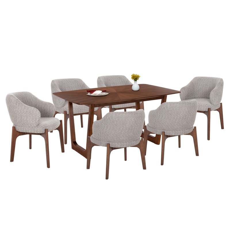 ΣΕΤ ΤΡΑΠΕΖΑΡΙΑΣ 7ΤΜΧ ABAI HM21338.02 ΤΡΑΠΕΖΙ ΑΠΟ MDF--ΚΑΡΕΚΛΕΣ ΜΕ ΜΠΟΥΚΛΕ ΥΦΑΣΜΑ