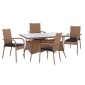 ΣΕΤ ΤΡΑΠΕΖΑΡΙΑΣ 5ΤΜΧ ΤΡΑΠ. 150Χ90 & ΠΟΛΥΘΡΟΝΕΣ WICKER RATTAN ΜΠΕΖ ΚΑΦΕ HM11713.02