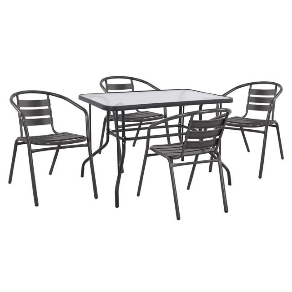 ΣΕΤ ΤΡΑΠΕΖΑΡΙΑΣ 5ΤΜΧ ADAM HM21220.01 ΚΑΡΕΚΛΕΣ ΜΕΤΑΛΛΙΚΕΣ & ΤΡΑΠΕΖΙ 110x60 ΓΚΡΙ