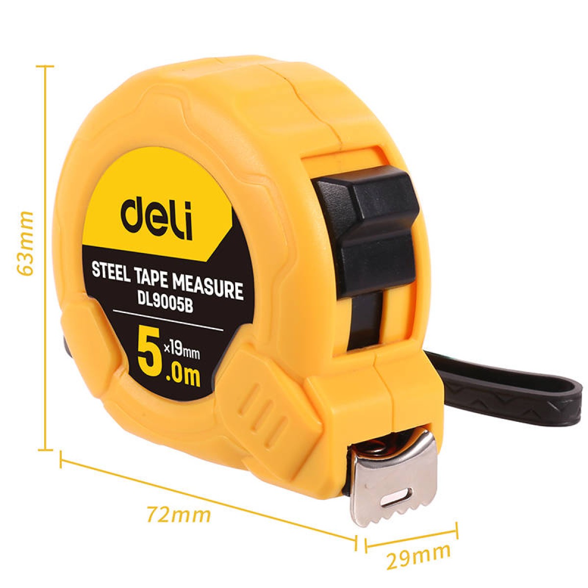 Steel Measuring Tape 5m/19mm Deli Tools EDL9005B (yellow)
