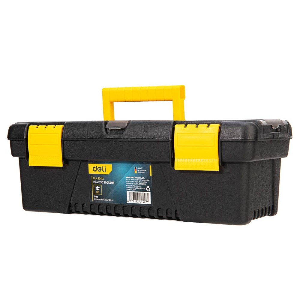 Plastic Tool Box Deli Tools EDL432412, 12'' (yellow)