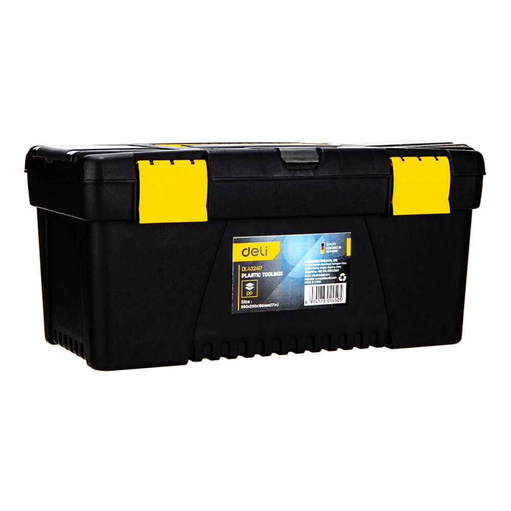Plastic Tool Box Deli Tools EDL432417, 15'' (yellow)