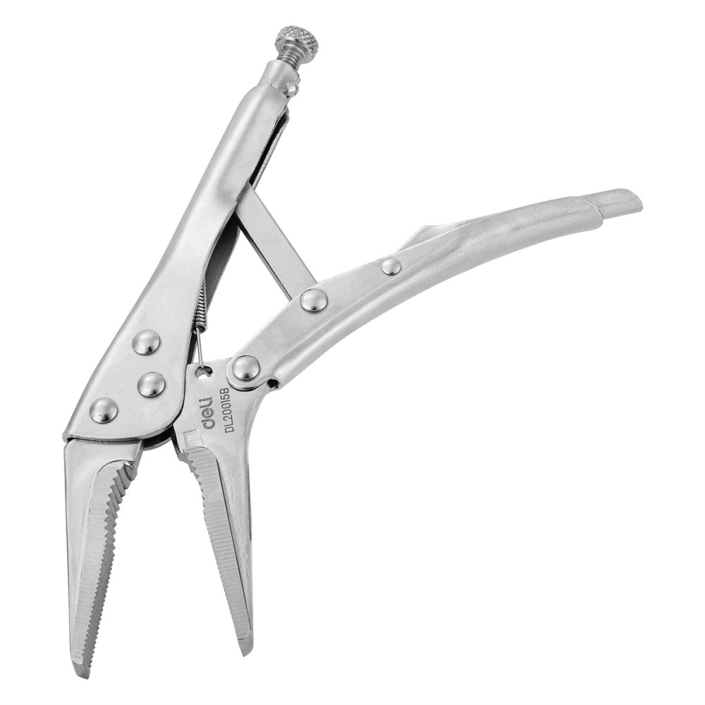Long Nose Locking Pliers 9" Deli Tools EDL20015B (silver)