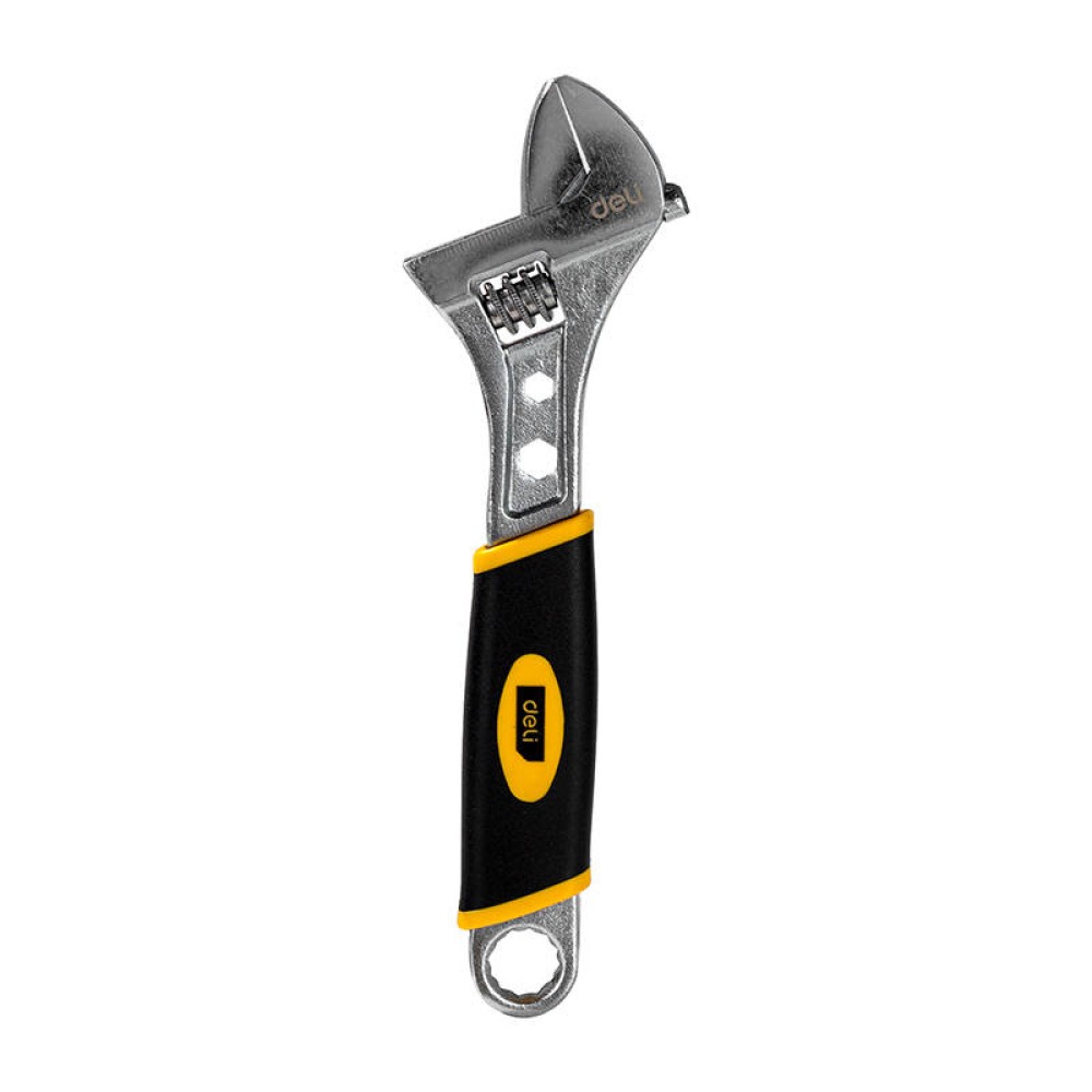 Adjustable Wrench with Plastic Handler Deli Tools EDL30108, 8" (silver)