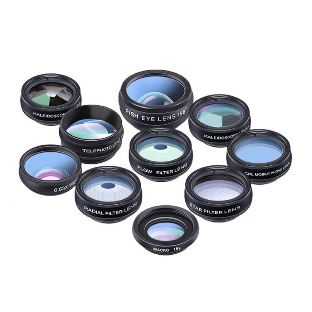 Mobile lens kit APEXEL APL-DG10 10 in 1 (black)
