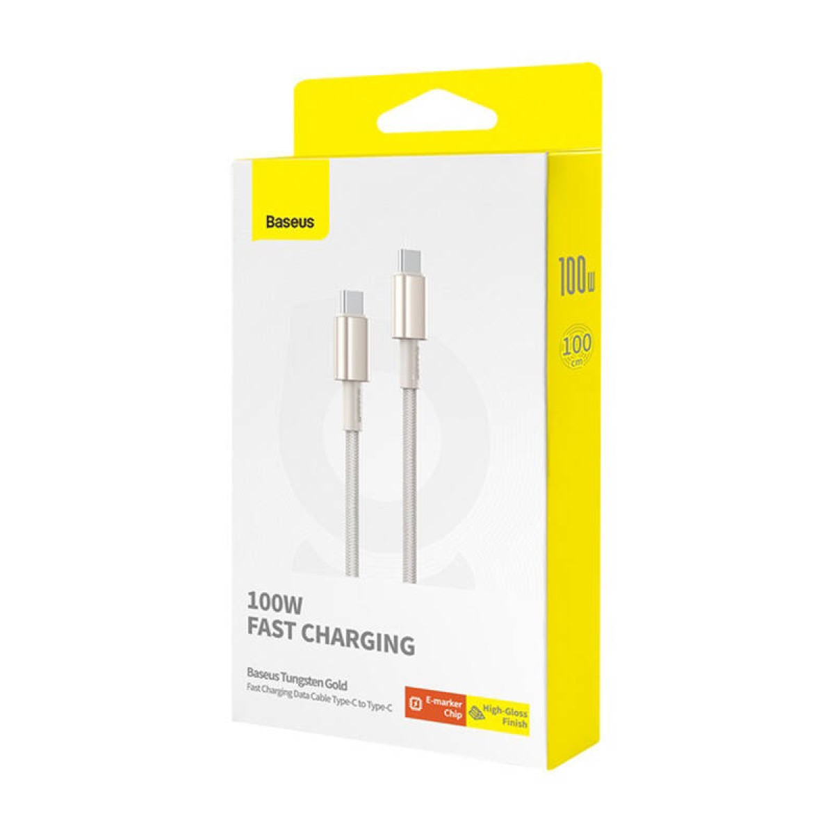 Cable USB-C to USB-C Baseus Tungsten Gold, 100W, 1m (gold)