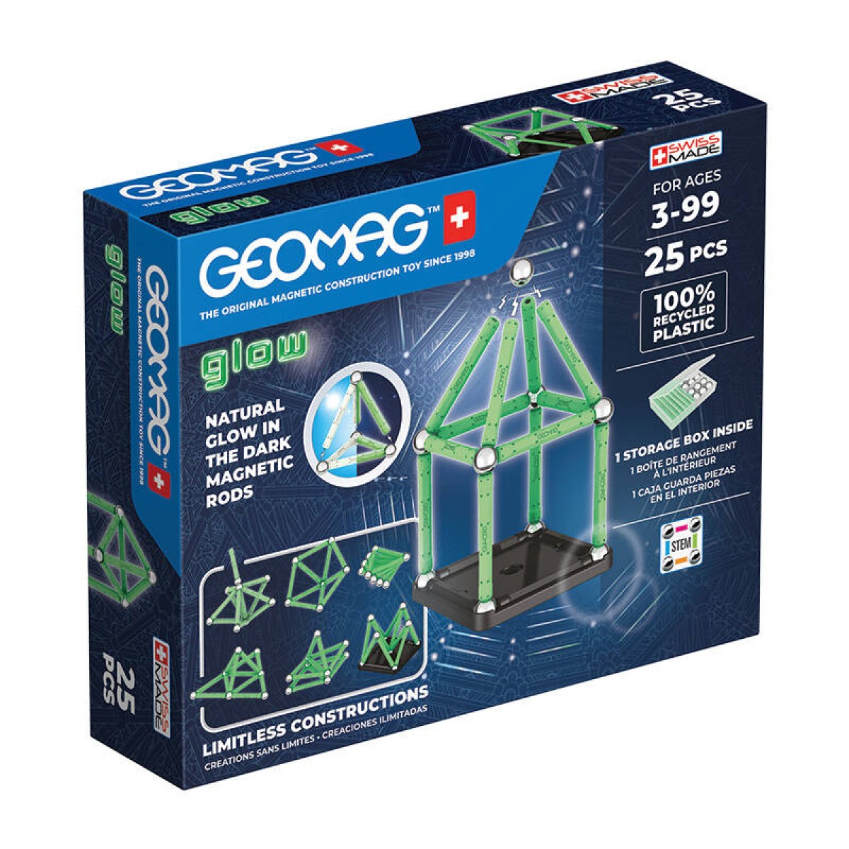 Glow Recycled Magnetic Blocks 25 pieces GEOMAG GEO-328