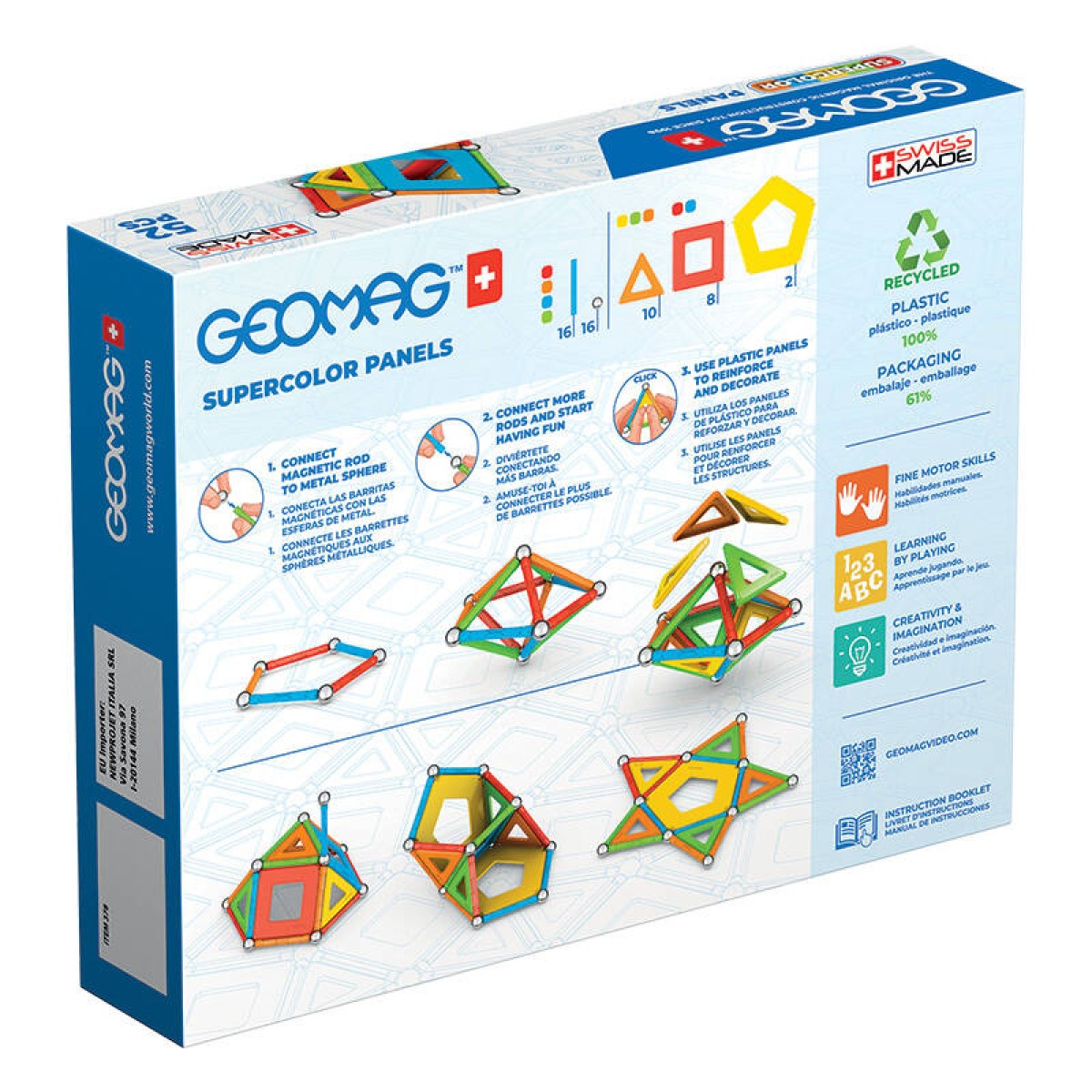 Magnetic Supercolor Panel Recycled blocks 52 pieces GEOMAG GEO-378
