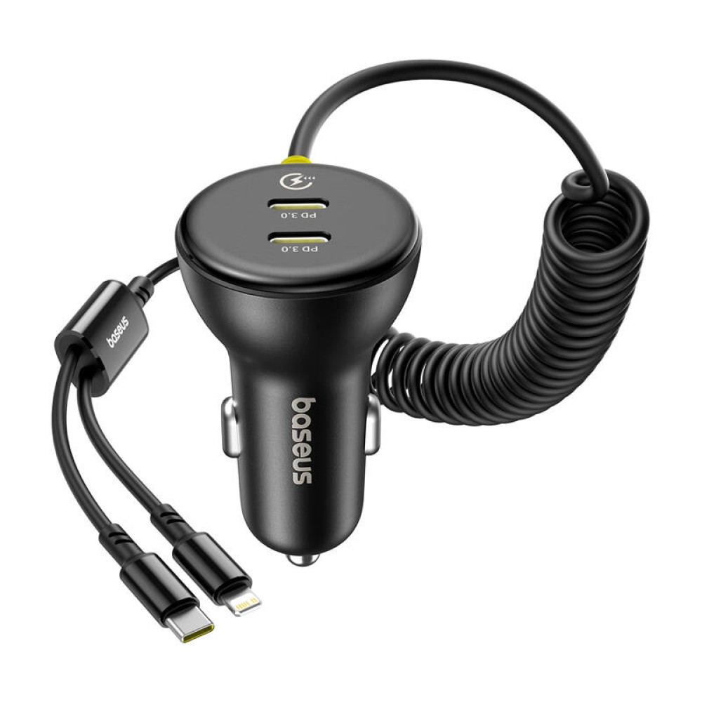 Φορτιστής αυτοκινήτου 60W Baseus USB-C + καλώδιο Lightning (Μαύρο)