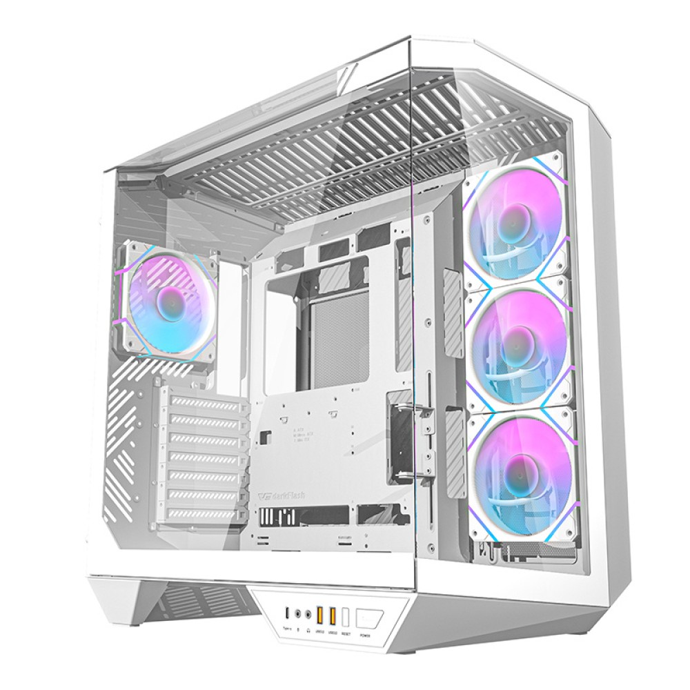 Darkflash DY470 θήκη υπολογιστή (λευκό) + 4 ανεμιστήρες + στήριγμα GPU
