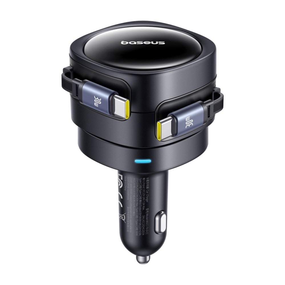 Baseus Enjoyment Max φορτιστής αυτοκινήτου με καλώδια USB-C+USB-C 60W Μαύρο
