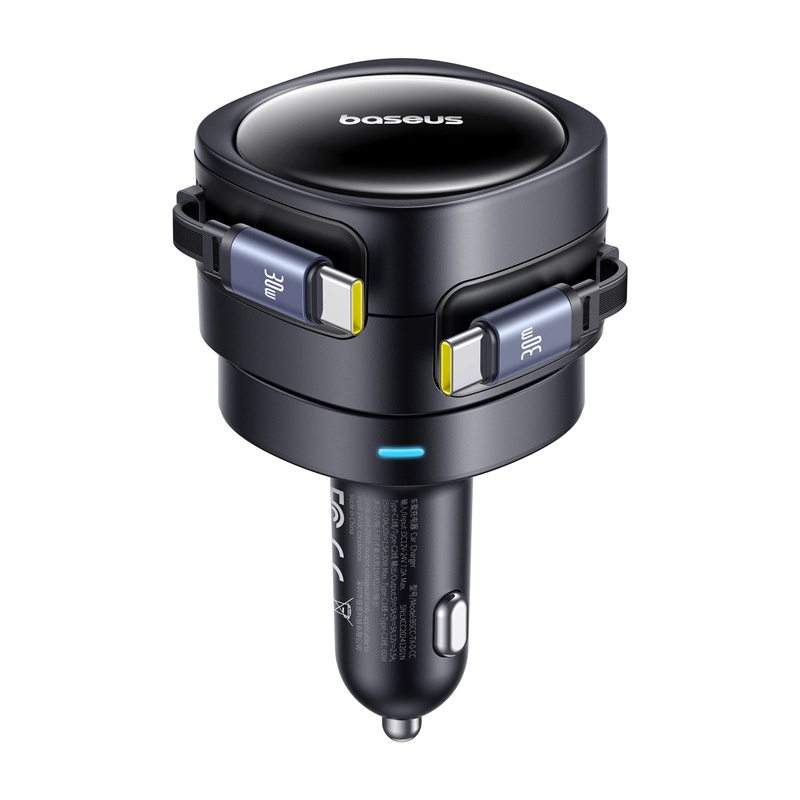 Baseus Enjoyment Max φορτιστής αυτοκινήτου με καλώδια USB-C+USB-C 60W Μαύρο