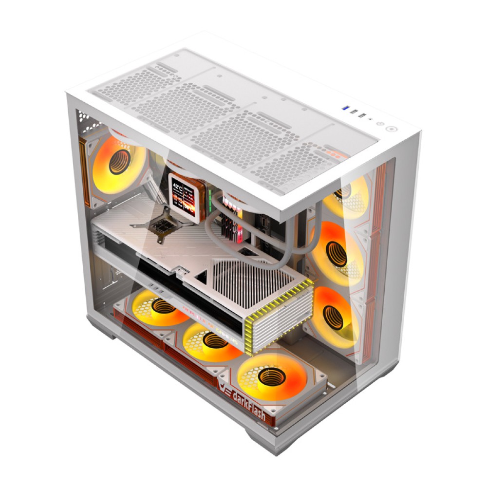 Θήκη υπολογιστή DarkFlash C280 (λευκή) + 7 ανεμιστήρες