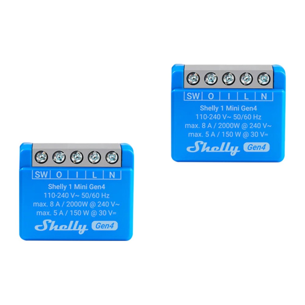 Σετ 2 ελεγκτών Shelly 1 Mini Gen4 Zigbee/Matter