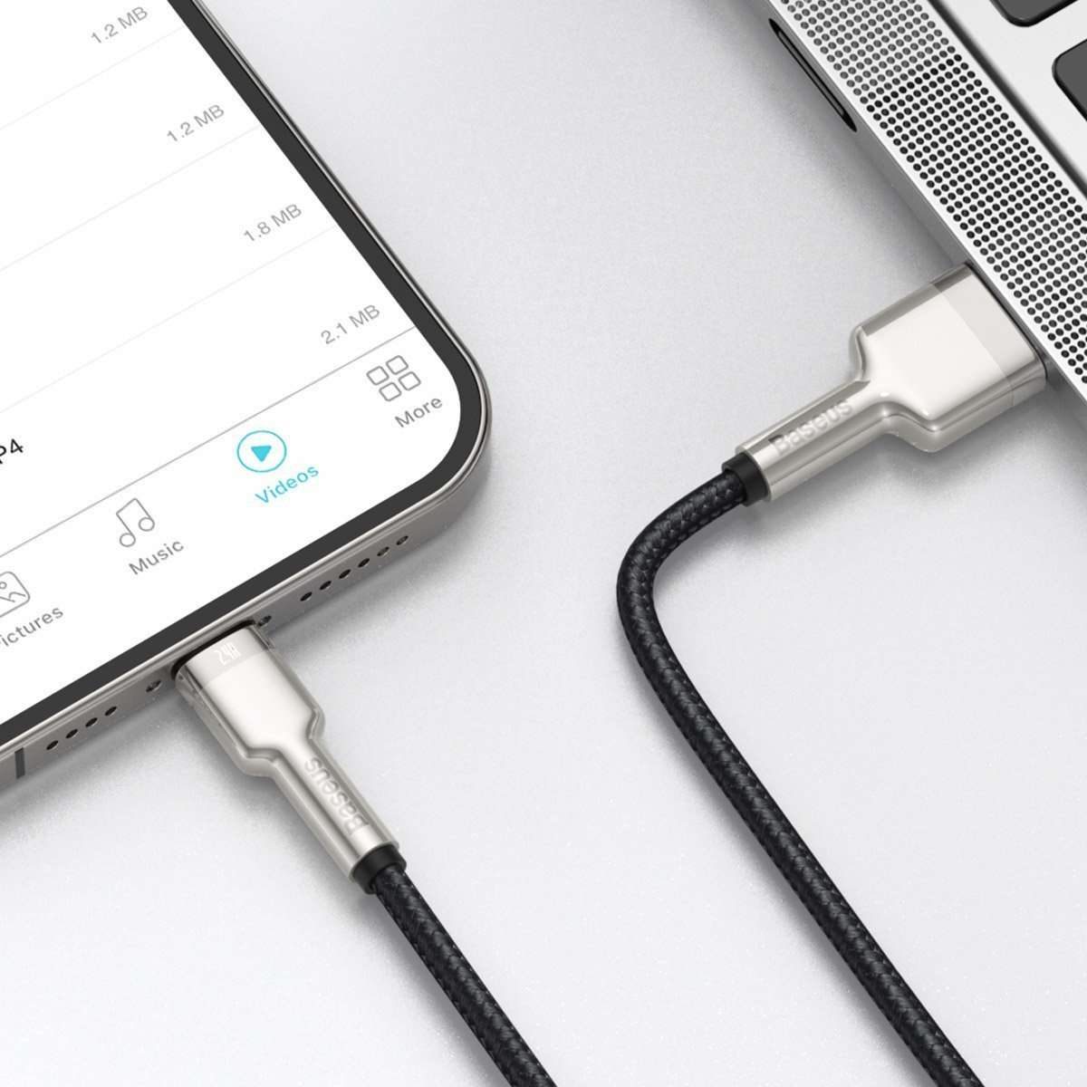 USB cable for Lightning Baseus Cafule, 2.4A, 1m (black)