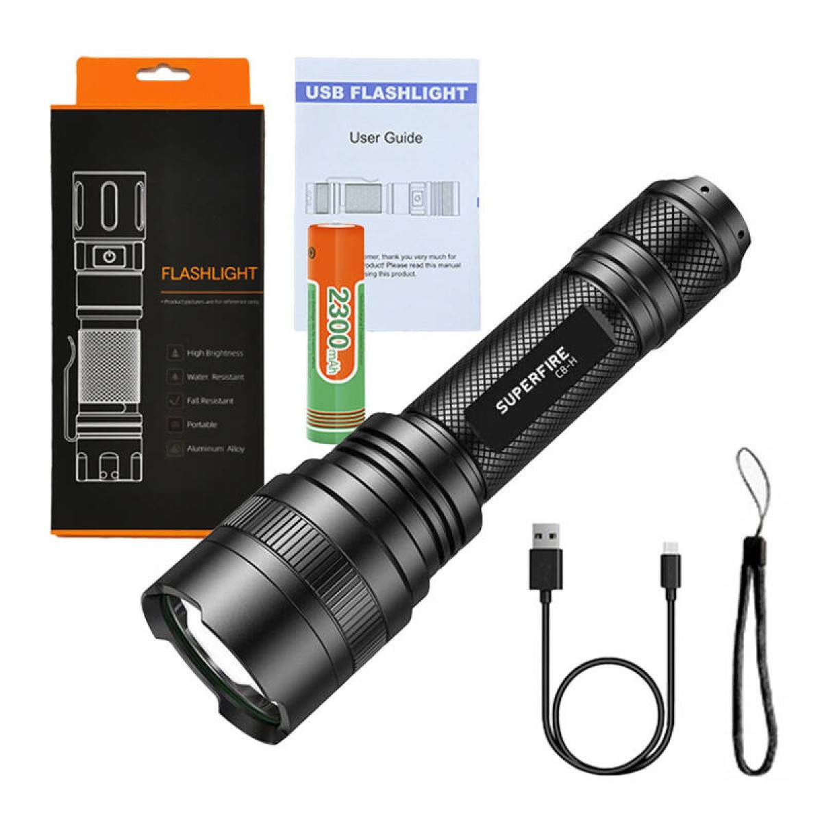 Flashlight Superfire C8-H,1200lm, USB