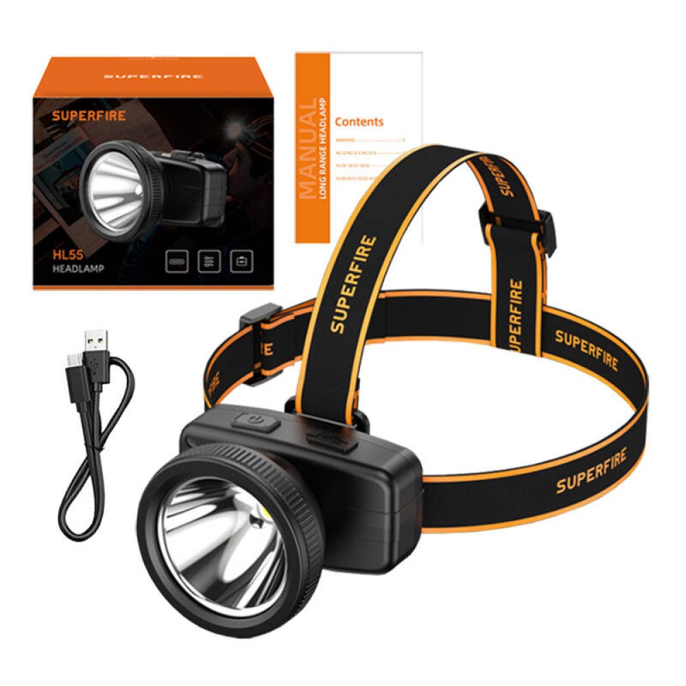 Φακός κεφαλής Superfire HL55 – 150 lm, USB-C, 4 λειτουργίες, 270 μ.