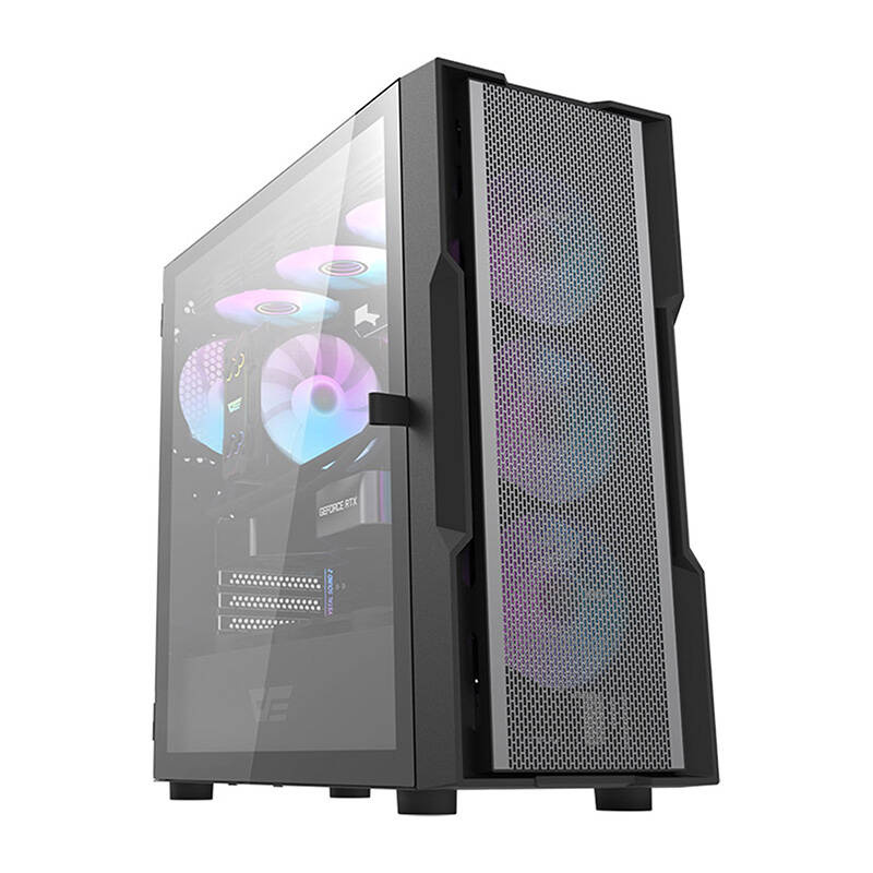 Darkflash DK431 Mesh  θήκη υπολογιστή (μαύρη) + 4 ανεμιστήρες ARGB