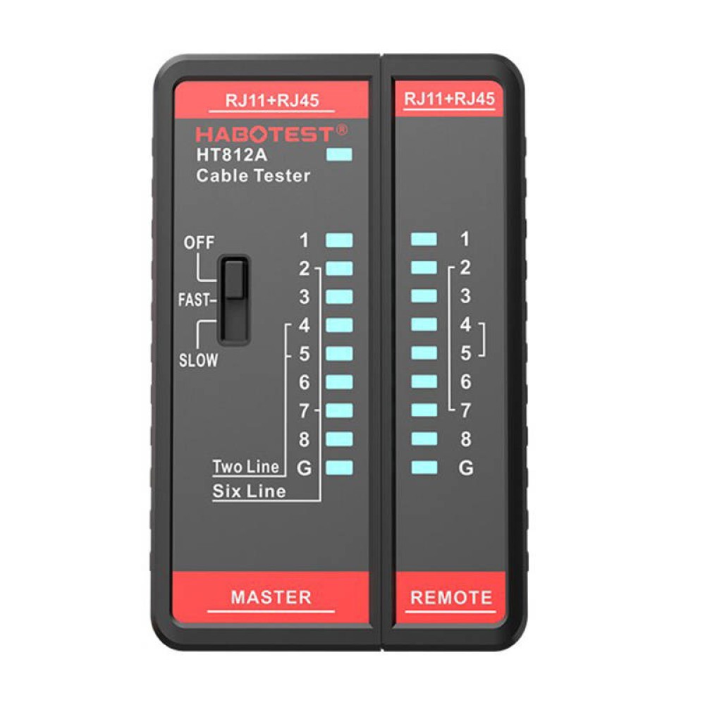 Habotest Tester Καλωδίων Δικτύου HT812A RJ45/RJ14/RJ12/RJ9 (Μαύρο)