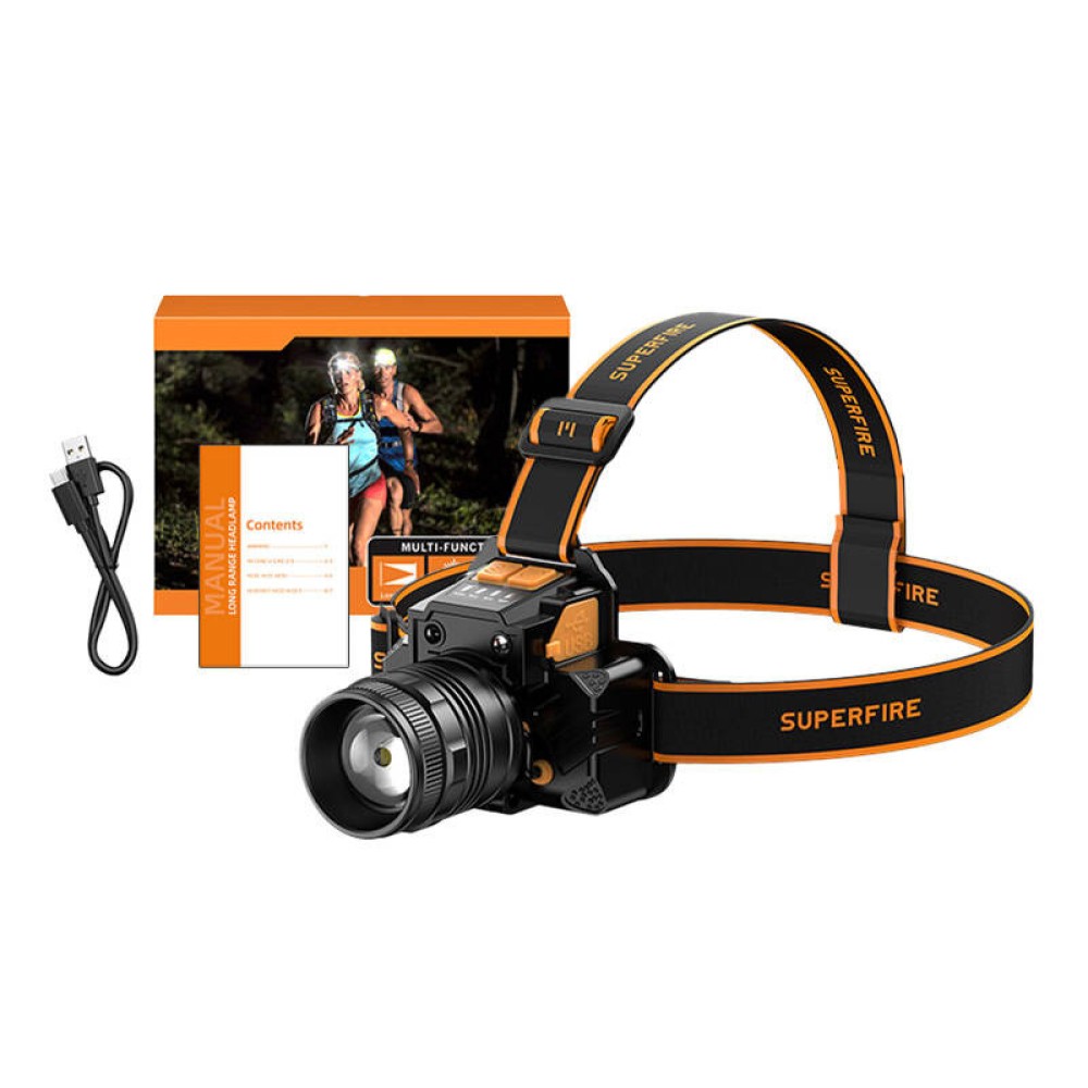 Φακός κεφαλής Superfire HL58 – 350 lm, USB, 3 λειτουργίες, 200 μ.