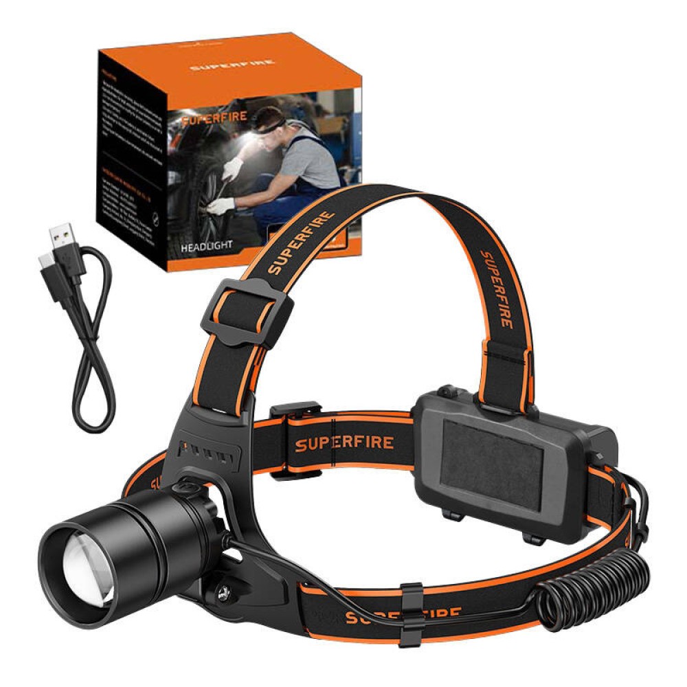 Φακός κεφαλής Superfire HL71 – 500 lm, USB, 5 λειτουργίες