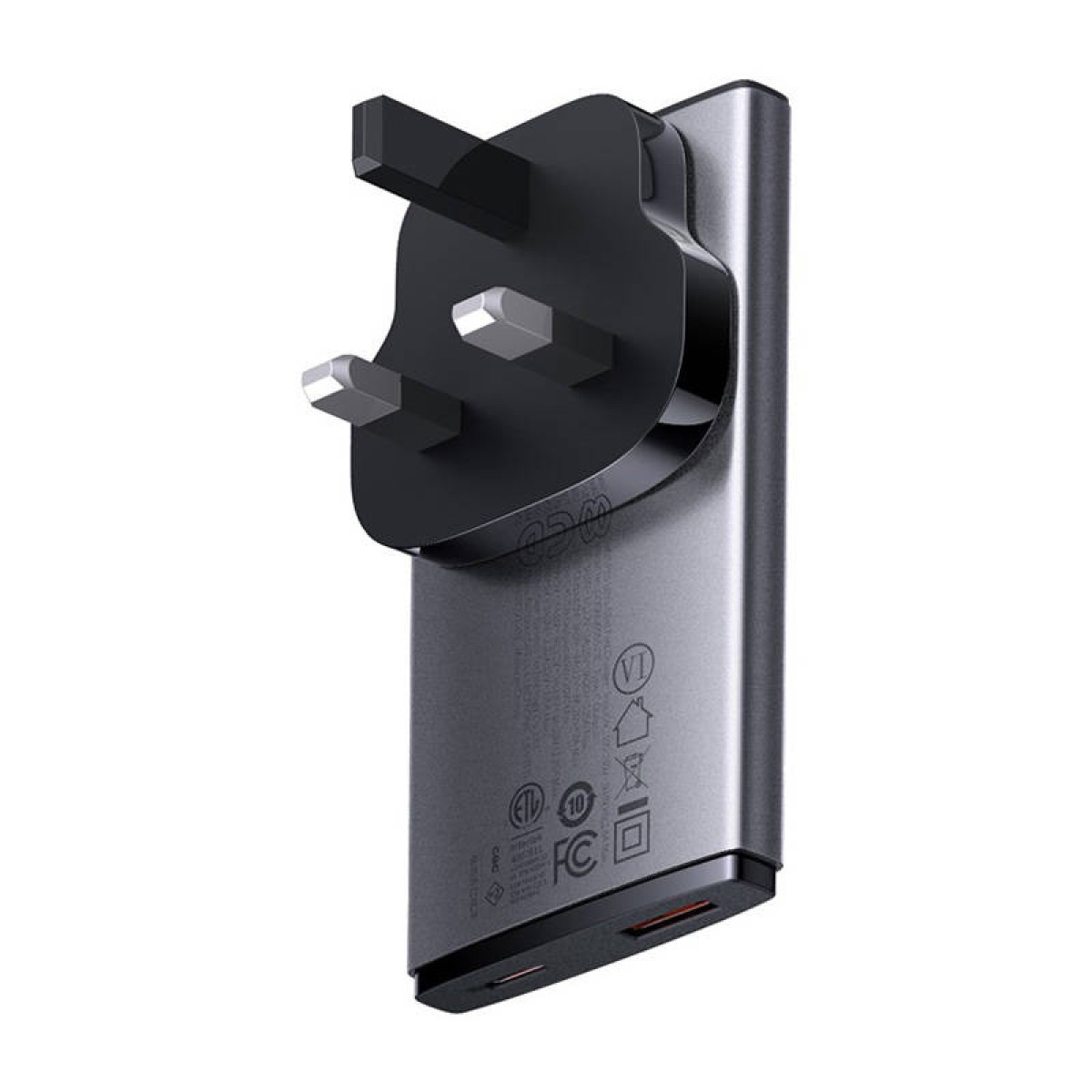 Baseus Φορτιστής GaN5, 1 xUSB-C, 1 xUSB-A 65W (Ασημί)