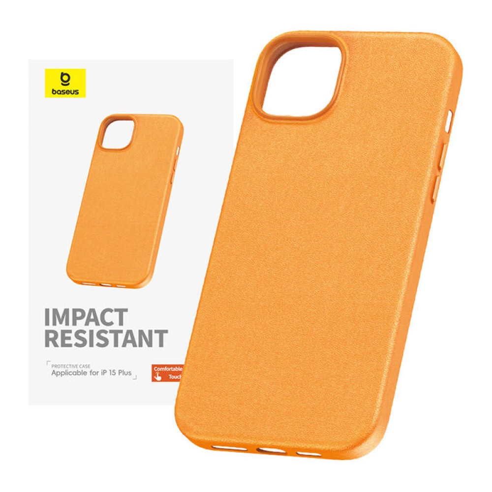 Baseus Θήκη Τηλεφώνου Fauxther Series για iPhone 15 Plus (Πορτοκαλί)