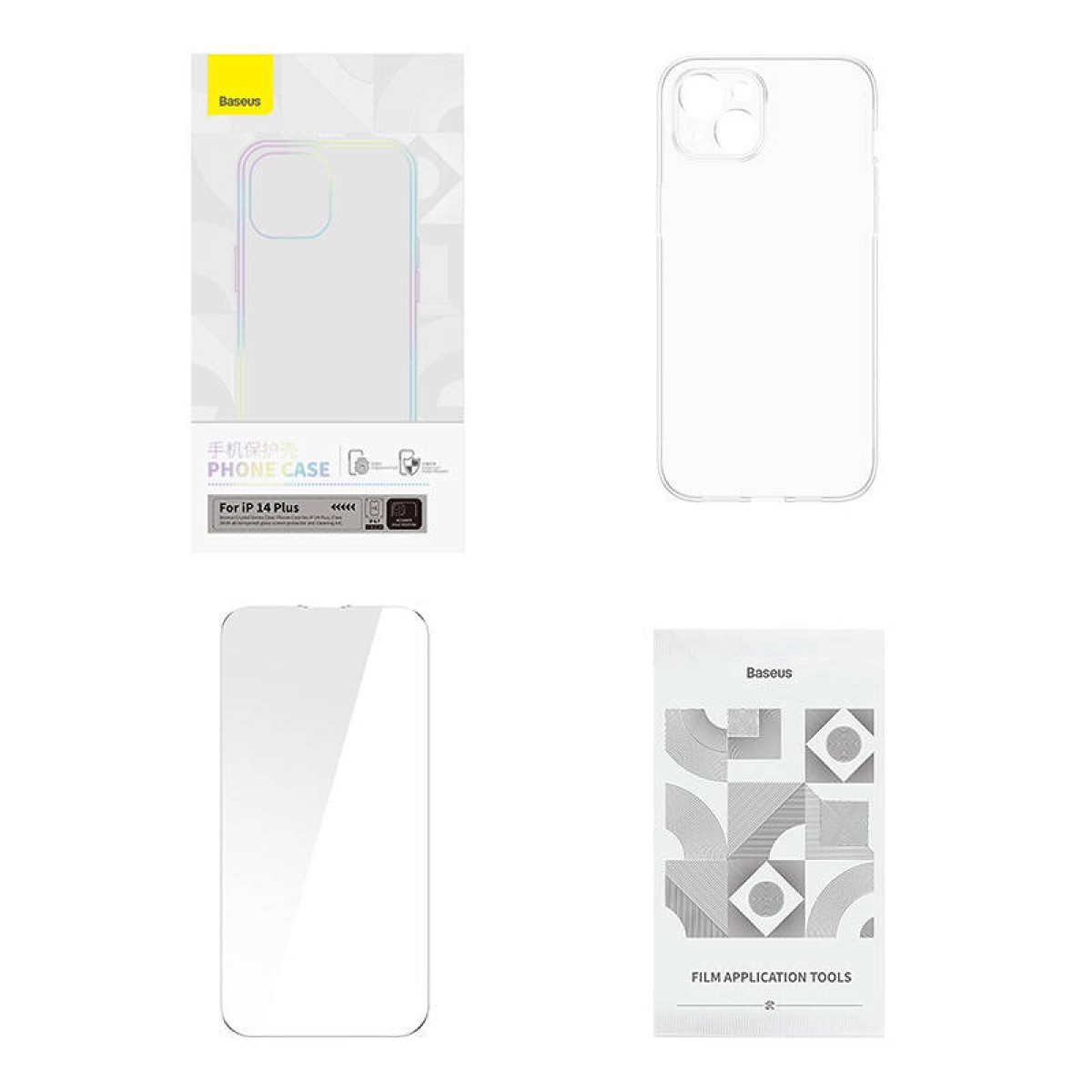 Baseus Θήκη Crystal Series για iPhone 14 Plus + Προστατευτικό  Οθόνης Tempered Glass (Διαφανές)