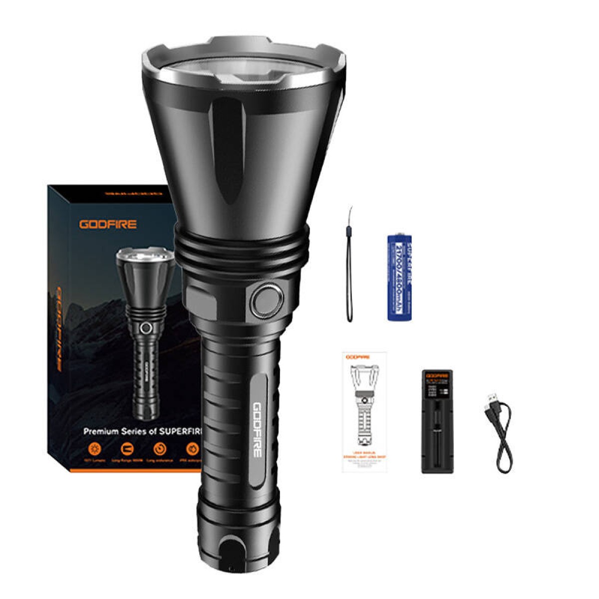 Φακός Superfire Godfire TF01 – 1371 lumen, 1000 μ., 7 ώρες λειτουργίας