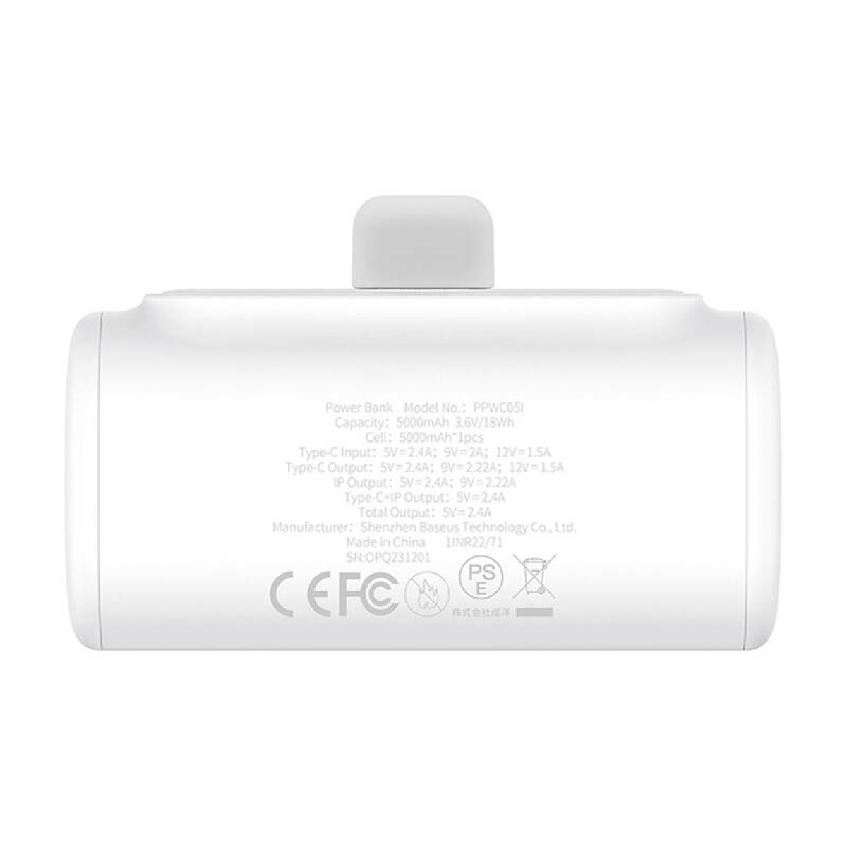 Powerbank OS-Baseus Compact IP 5000mAh 20W (white)