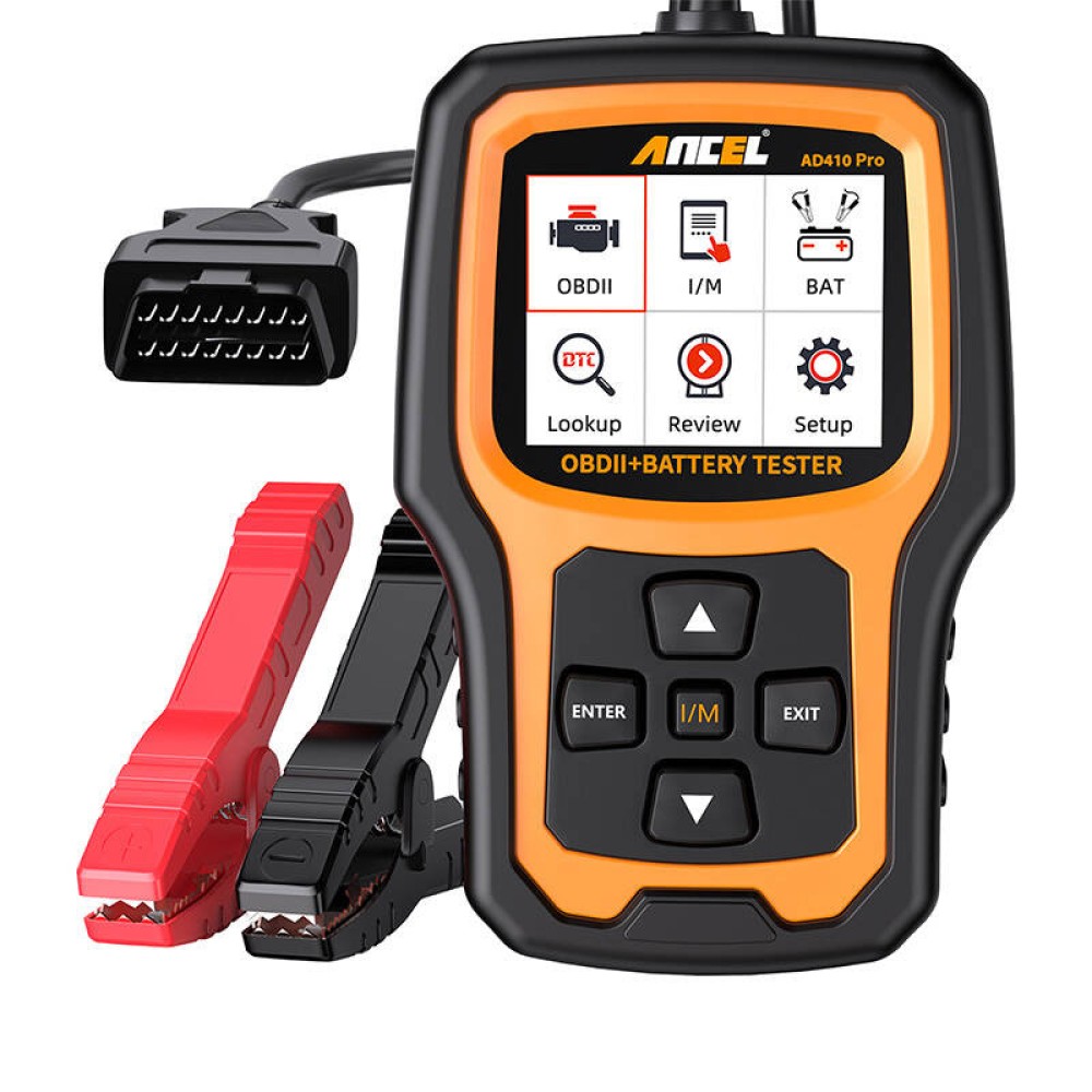 Ancel Διαγνωστικό Scanner OBD2 και Tester Μπαταρίας AD410 PRO 2σε1 (Μαύρο/Πορτοκαλί)