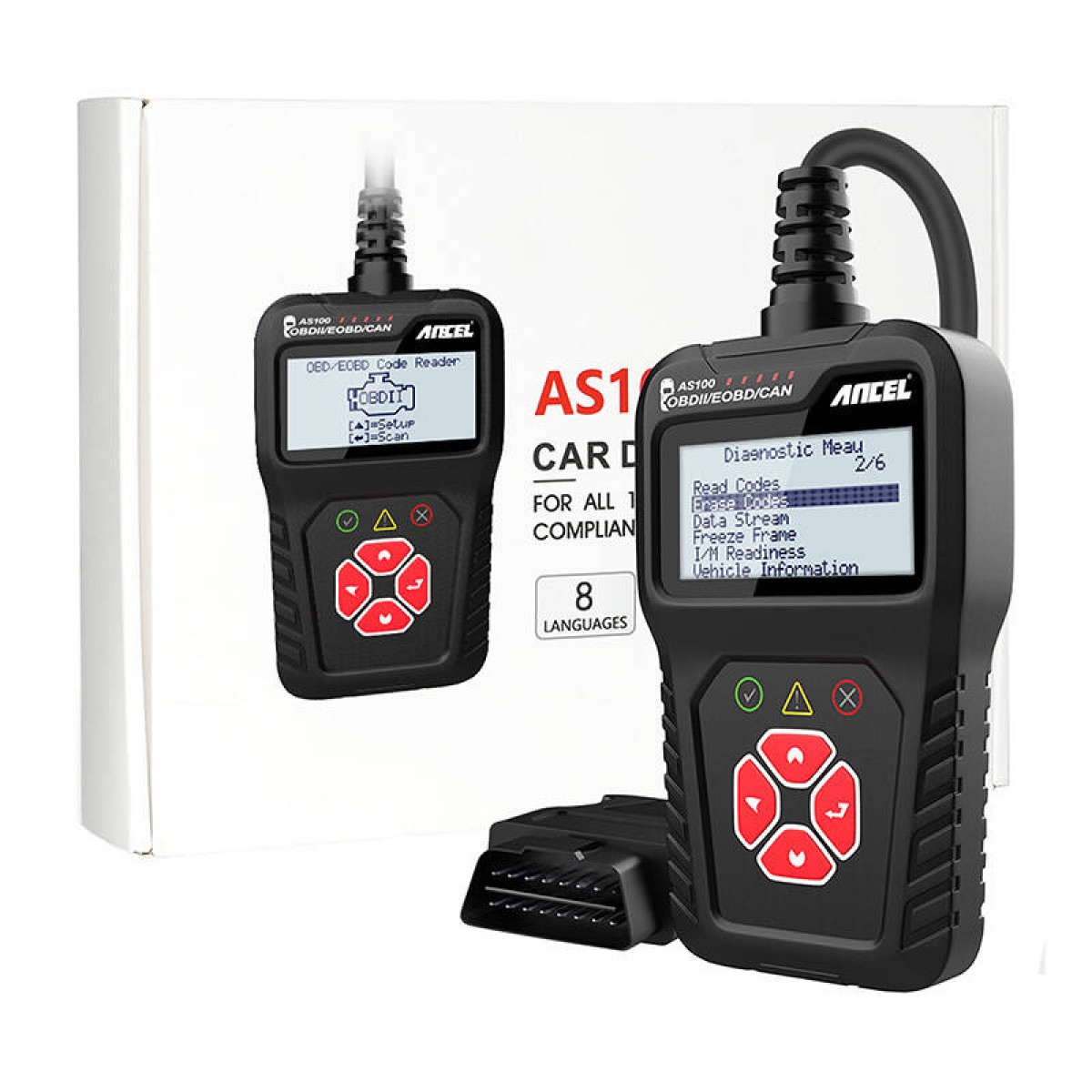 Ancel Διαγνωστικό Scanner OBD2 AS100/AC100 (Μαύρο)