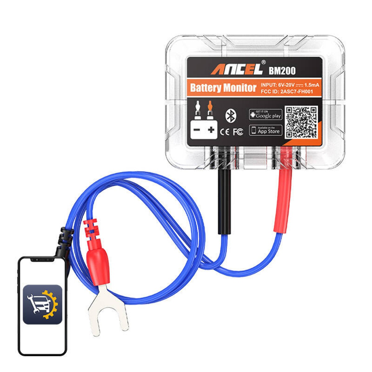 Ancel Tester Μπαταρίας Bluetooth BM200 (Διαφανές)