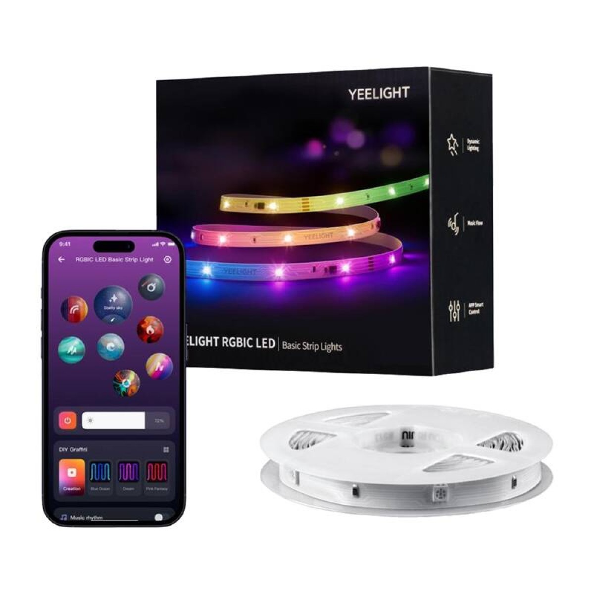 Pasek LED RGBIC Yeelight οδήγησε βασικά φώτα λωρίδας 6m