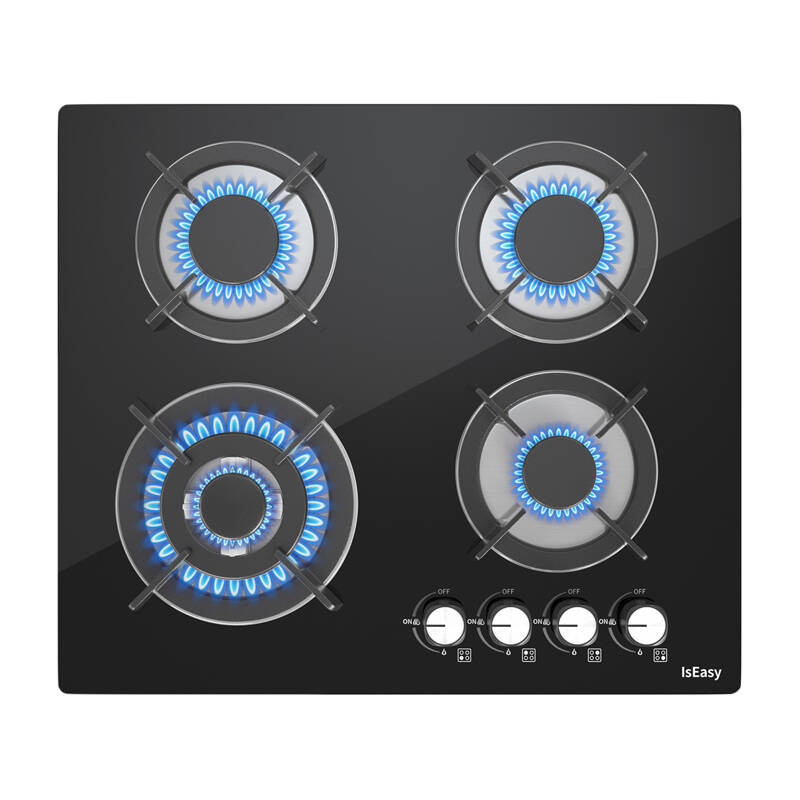 IsEasy MGBG-604B εστία αερίου τεσσάρων ζωνών με γυάλινο πάνελ