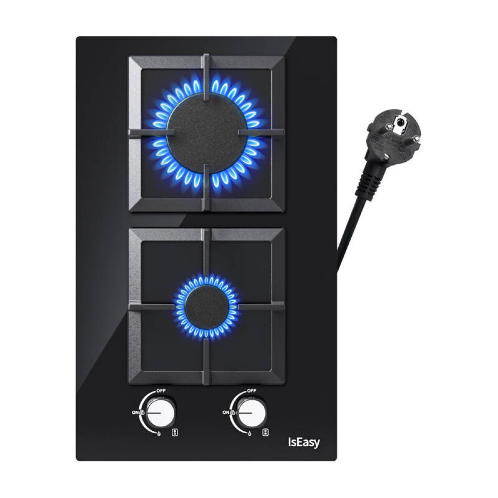 IsEasy MGBG-312S2C γυάλινη εστία αερίου διπλής ζώνης (τετράγωνη)