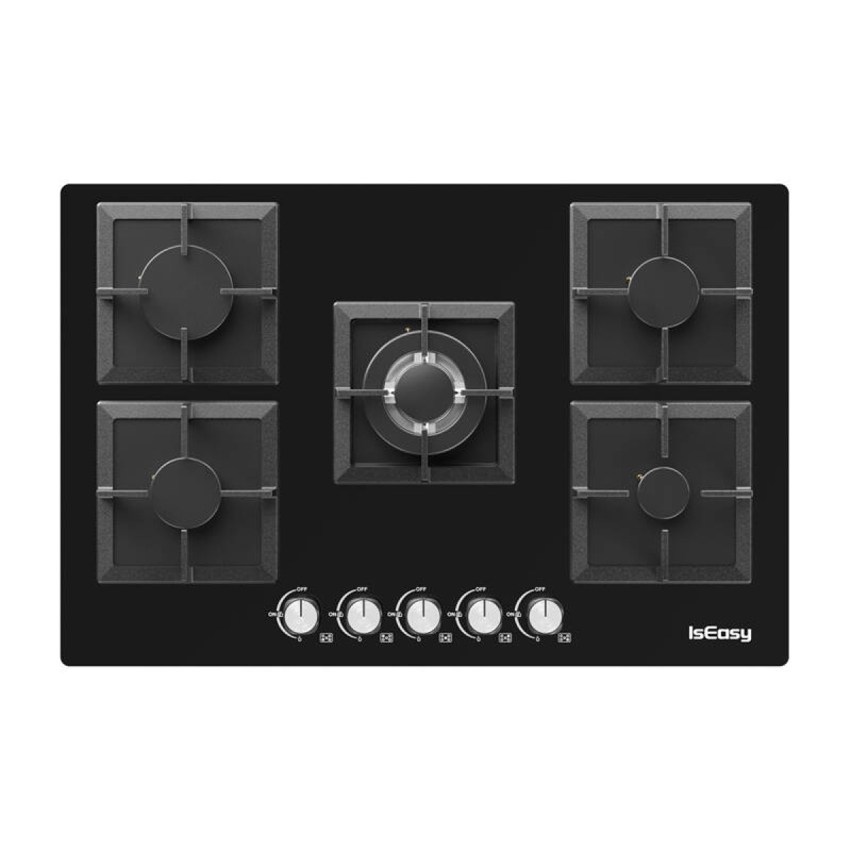 IsEasy MGBG-775S2 Γυάλινη εστία αερίου πέντε ζωνών (τετράγωνη)